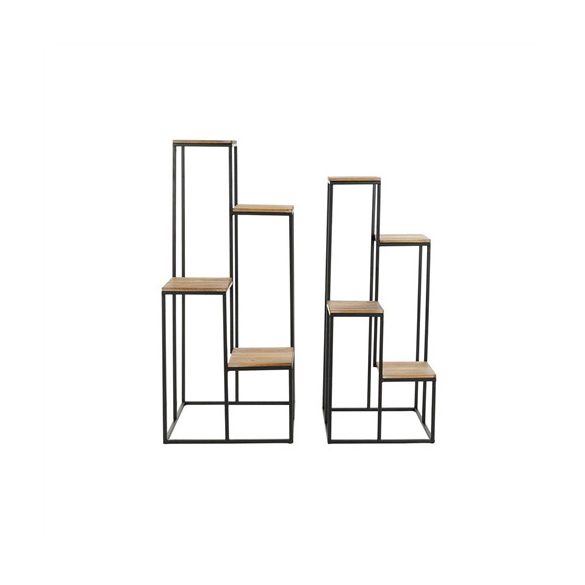 Polc szett fém, lucfenyő 40x40x100 - Natúr