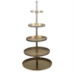   Kínálótálca emeletes 5 szintes alumínium 65x65x148cm - Arany