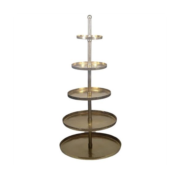 Kínálótálca emeletes 5 szintes alumínium 65x65x148cm - Arany