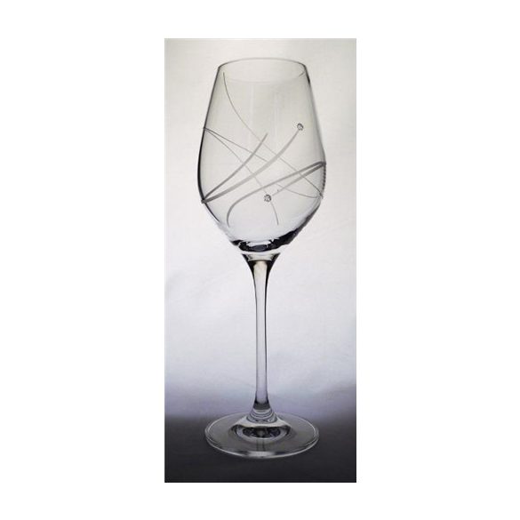 Üveg pohár swarovski dísszel bor 360ml átlátszó S/2