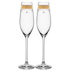   Üveg pohár Swarovski dísszel pezsgős arany szegéllyel 210ml S/6
