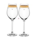   Üveg pohár swarovski dísszel bor 360  ml arany szegéllyel átlátszó  - S/2