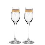   Üveg pohár Swarovski dísszel likőrös arany szegéllyel 95ml S/2