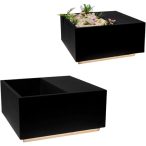 Virágtartó LED fénnyel agyag 92x92x45cm - Szürke