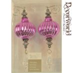 Gömb üveg antik 6x21cm rózsaszín S/2