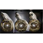 Gömb üveg szalaggal S/3 D7cm ezüst