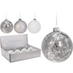 Gömb üveg deres minta D8 több féle fehér/ezüst