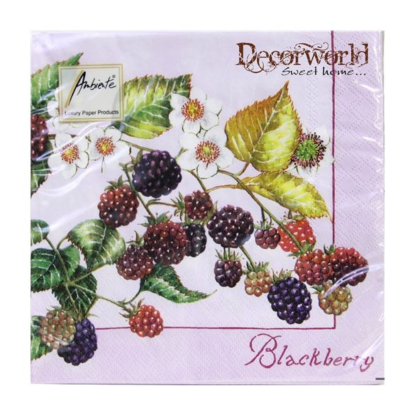 Ambiente szalvéta 33x33cm 20db/csom. Black Berries Lila