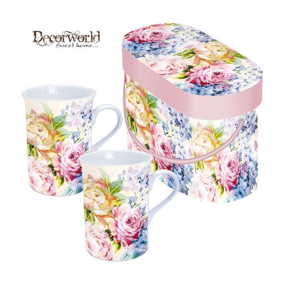 porcelán bögre sett/2db Painted Flowers