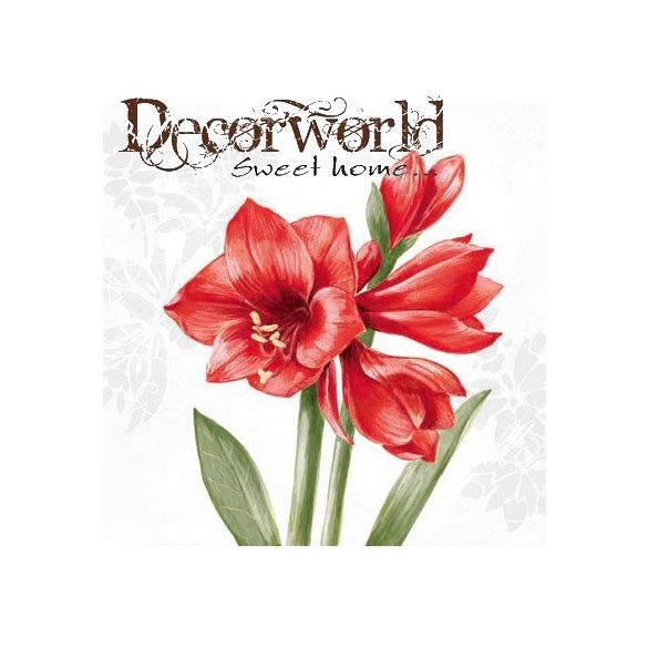 Ambiente szalvéta 33x33cm 20db/csom. Red Amaryllis White