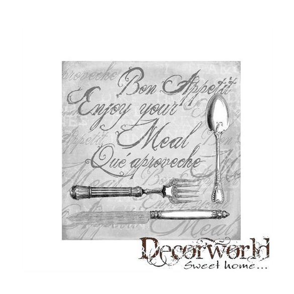 Ambiente szalvéta 33x33cm 20db/csom. Enjoy Your Meal Grey