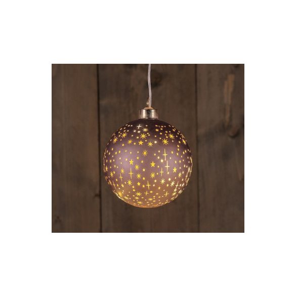Üveggömb LED-es 10cm - Matt bronz