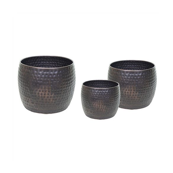 Fém kaspó szett "Nerja" 39-52x22-41 cm - Barna S/3