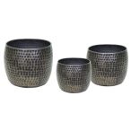   Fém kaspó szett "Nerja" 39-52x22-41 cm - Óezüst S/3