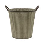 Fém kaspó füllel Folks Rib 27,5x26 cm - Antik zöld