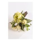 Peónia csokor 25cm - Krém/zöld