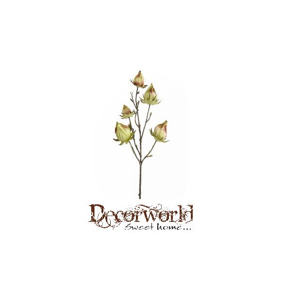 Hibiszkus bimbós ág 5 ágú 43cm - Zöld