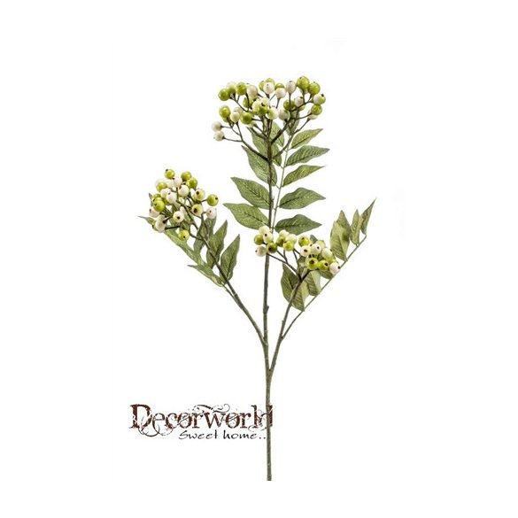 Bogyós ág 62cm fehér/zöld