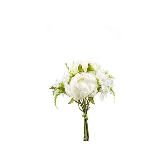 Peony/hydrangea Bundle (Bazsarózsa/hortenzia) 25cm - Fehér