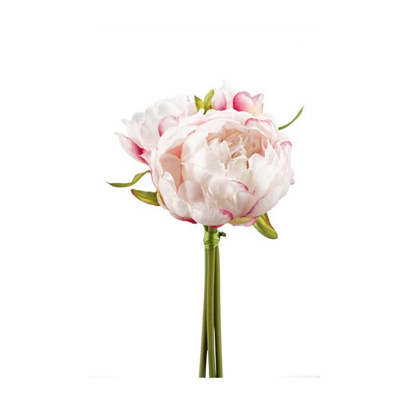 Peónia csokor x3 23cm - Krém/világos rózsaszín