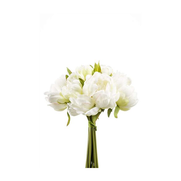 Peónia csokor x8 24 cm - Fehér/zöld