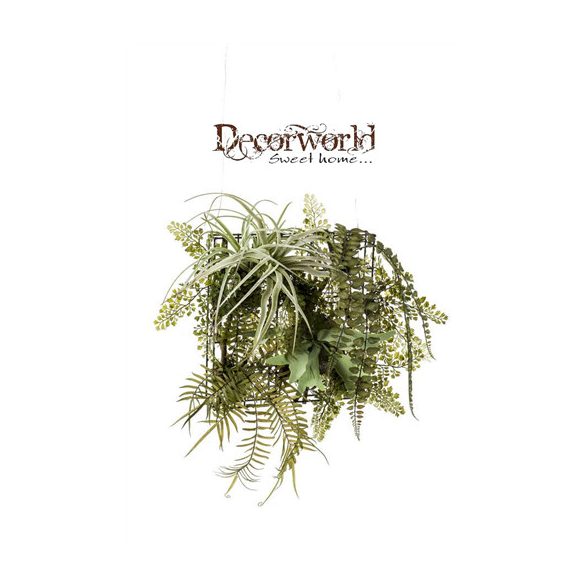 Páfrány/szakállbromélia vegyes vas állványon 30x30cm