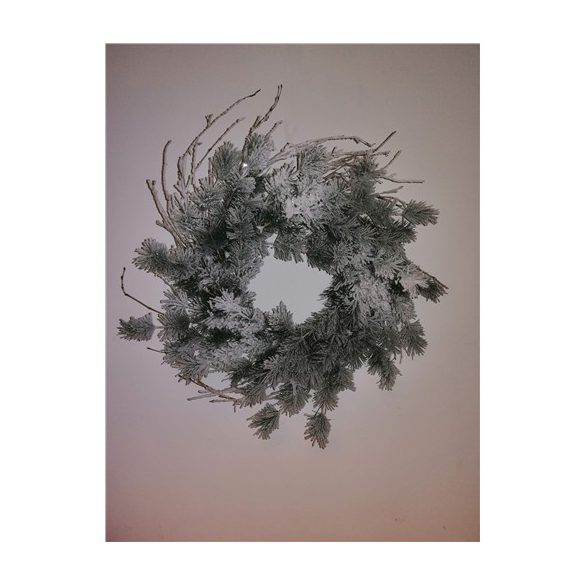 Split pine snowed wreath d50cm