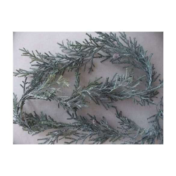 Mini tobozos girland 180cm mosott fehér