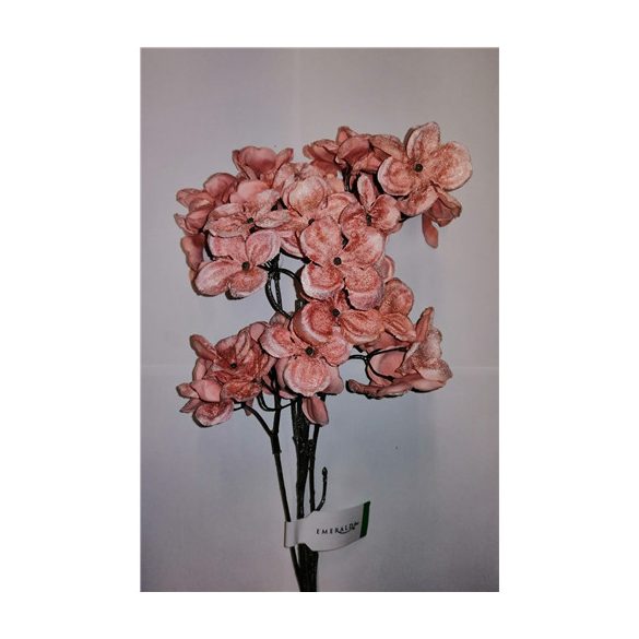 Hydrangea spray velvet x5 68cm - Rózsaszín