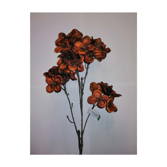 Hydrangea spray velvet x5 68cm - Barna