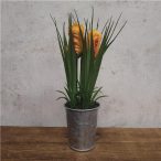 Tulipán 19 cm - Sárga/narancs (fém cserépbem)