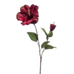 Hibiscus spray velvet 77 cm - Burgundi