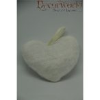 Karácsonyfadísz textil szív 1x20x17cm ekrü