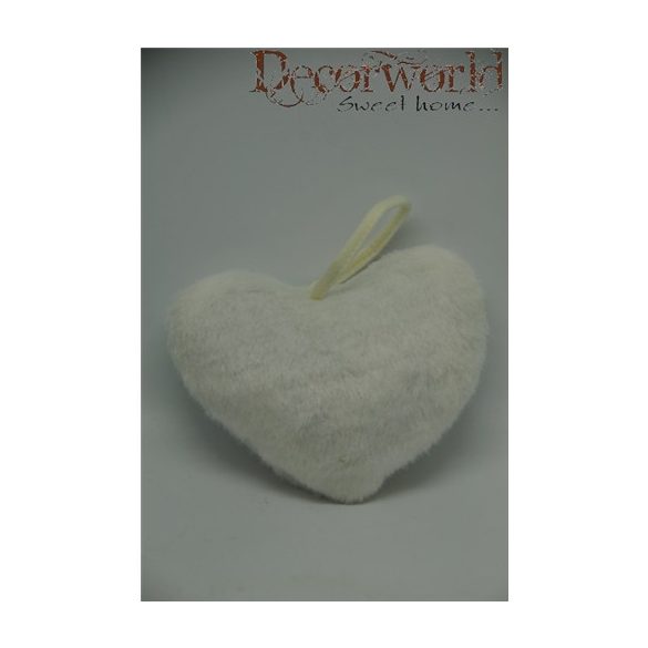 Karácsonyfadísz textil szív 1x20x17cm ekrü