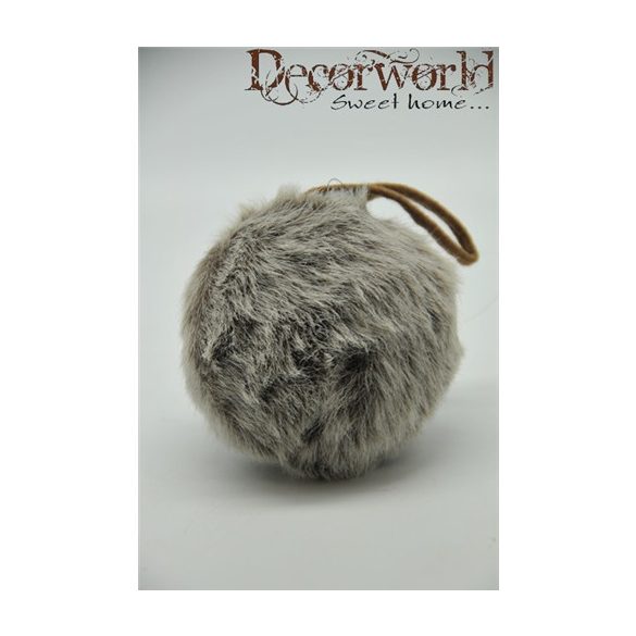 Karácsonyfadísz szőrös gömb 10x10x10 cm - Szürke