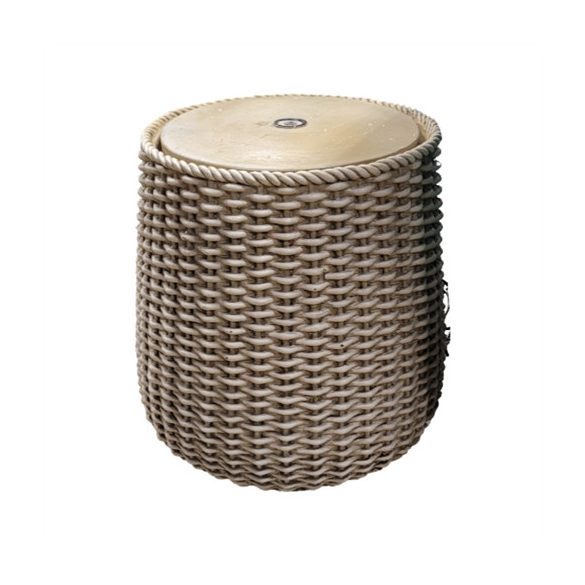 Csobogó rattan mintás kerek LED fénnyel 30,5/38x38cm - Natúr