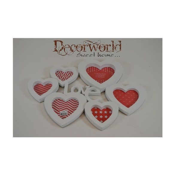 Fényképtartó 6 részes szív, love 50x36cm