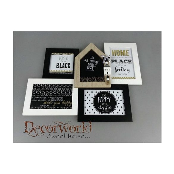 Fényképtartó 5x 41.5x31.5cm fehér/fekete/natúr