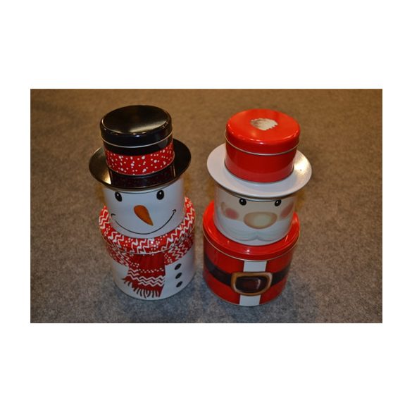 Bádog doboz Mikulás/hóember 2 féle 13,7x25,5cm