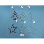Akasztós csillag/fa 12 cm glitteres