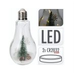   LED-es villanykörte dekoráció fenyőfával 9x18 cm - 2féle