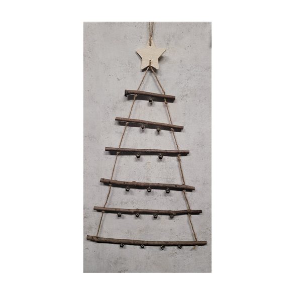 Fa akasztós karácsonyfa csengős 40x60