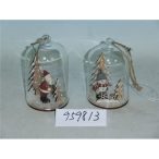 Akasztós kupola karácsonyi figurával 6,5x10 cm