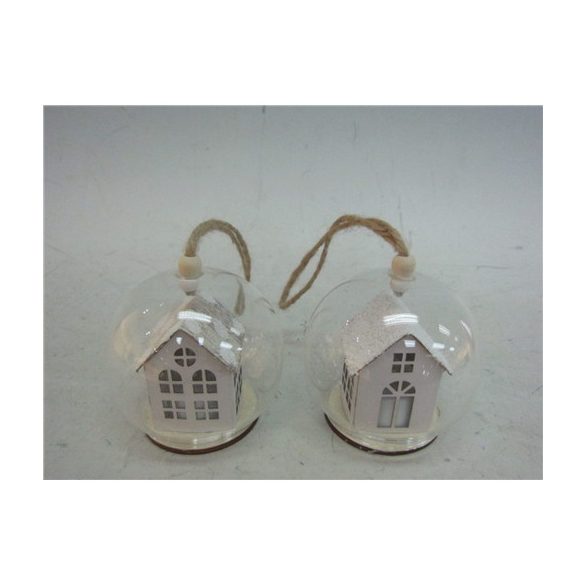 Gömb akasztós 8cm LED házzal