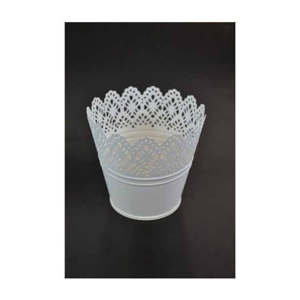 Fém kaspó fehér 11,5x10,5cm