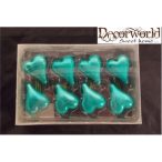 Kari dísz üveg szív formájú türkíz s/8