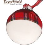 Üveggömb 8cm piros skót kocka mintás