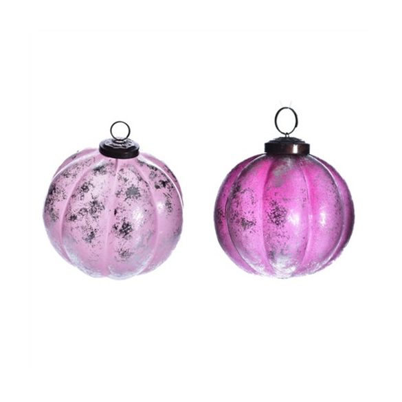 Gömb üveg 7,5cm pink 2 féle