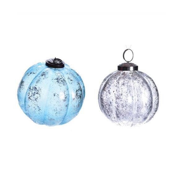 Gömb üveg 12,5cm jégkék 2 féle