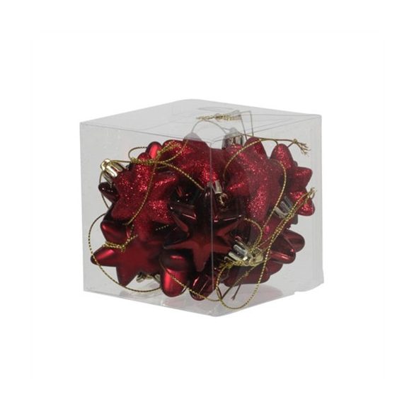 Csillag akasztós fényes-matt, glitteres 5cm - Bordó S/18